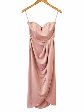 Shona Joy Blush Strapless Draped Evening Dress